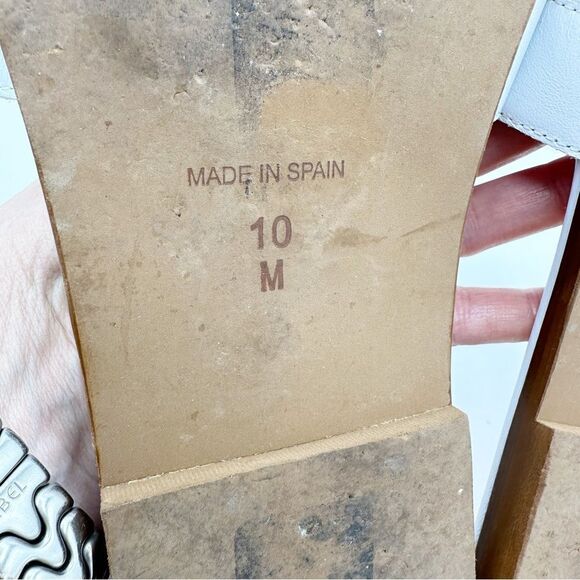 Jon Josef White Leather Greek Key Slip-On Flat Sandals Sz 10‎ - Picture 14 of 15